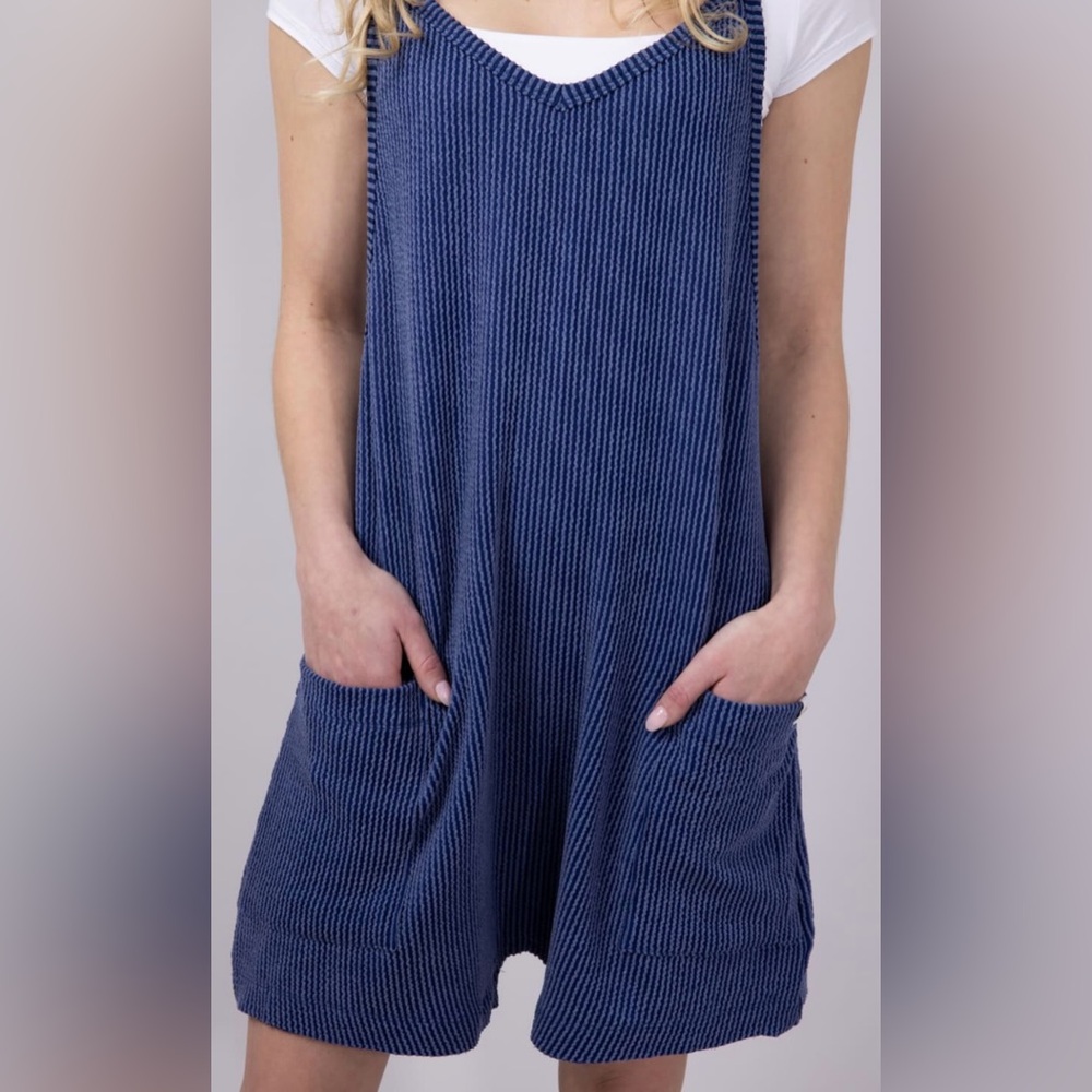 Simply Southern Navy Ribbed Romper